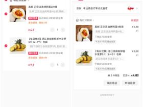 西瓜视频1分钱买5斤菠萝包邮 需注册领取10元无门槛券